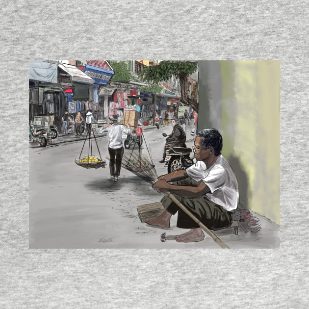 Street shops Hanoi Vietnam by GunnerStudios